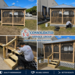 Gazebo Upgrade – Lattice Steps Handrail Installation